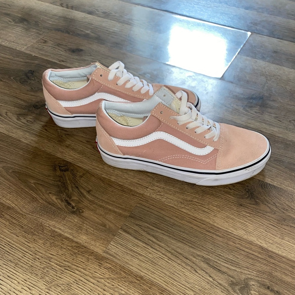 Vans Coral and White Low-Top Sneakers